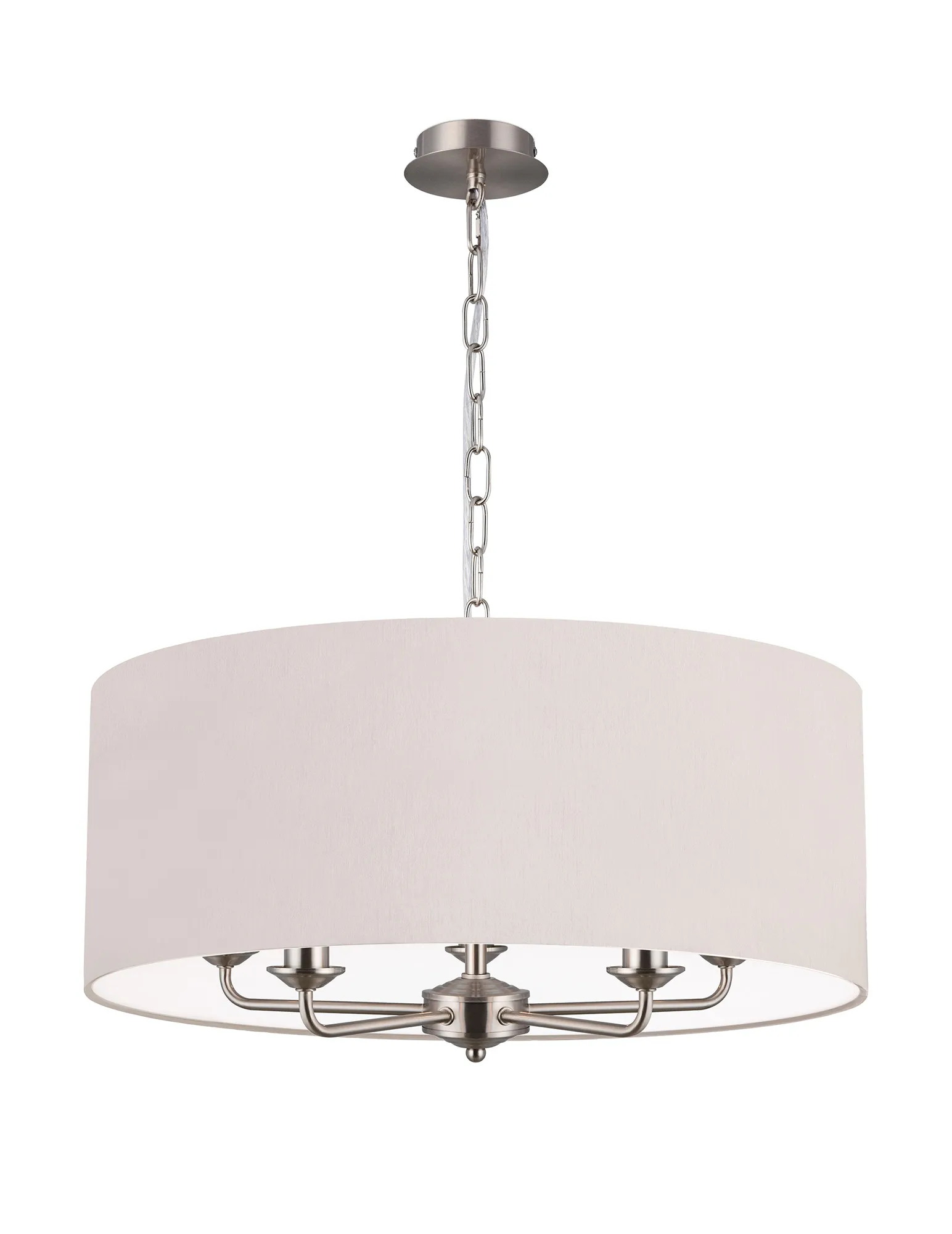 Banyan 60cm 5 Light Pendant Satin Nickel; Nude Beige DK0673  Deco Banyan SN NU